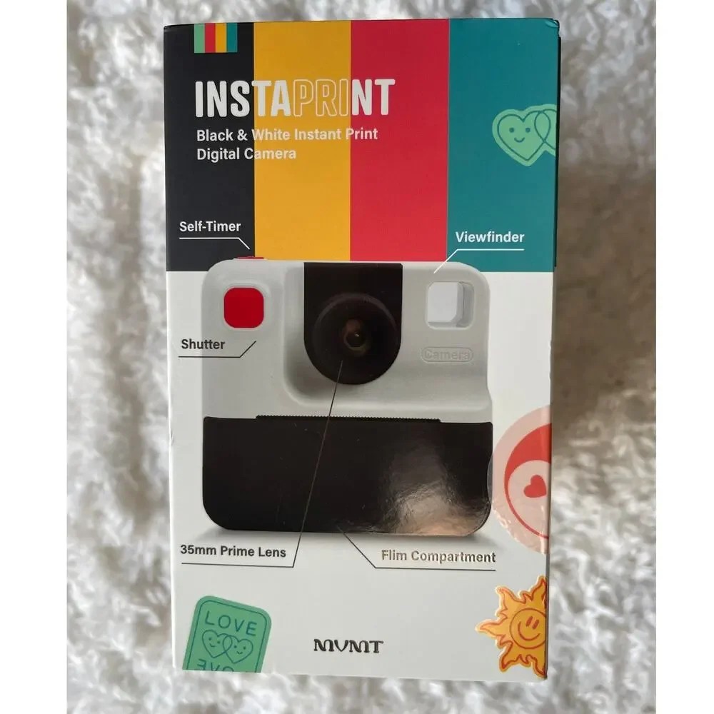 Instaprint Black White Instant Print Digital Camera Self Timer NEW Filet Effects